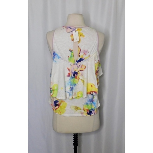 NWT!! Anthropologie MEADOW RUE Cantara Floral Knit Tiered Tank Top X-Small - Picture 10 of 15